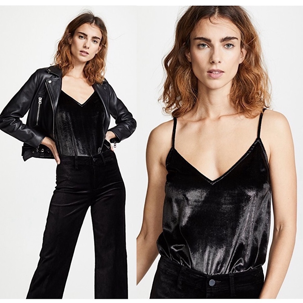 FRAME‎ 90s Sparkle Liquid Velvet Sleeveless V-Neck Relaxed Camisole Tank Top XS